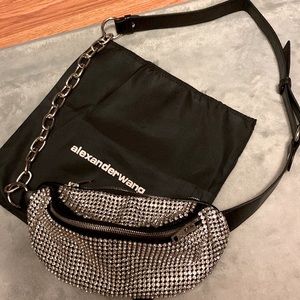 Alexander wang heiress rhinestone mesh medium clutch